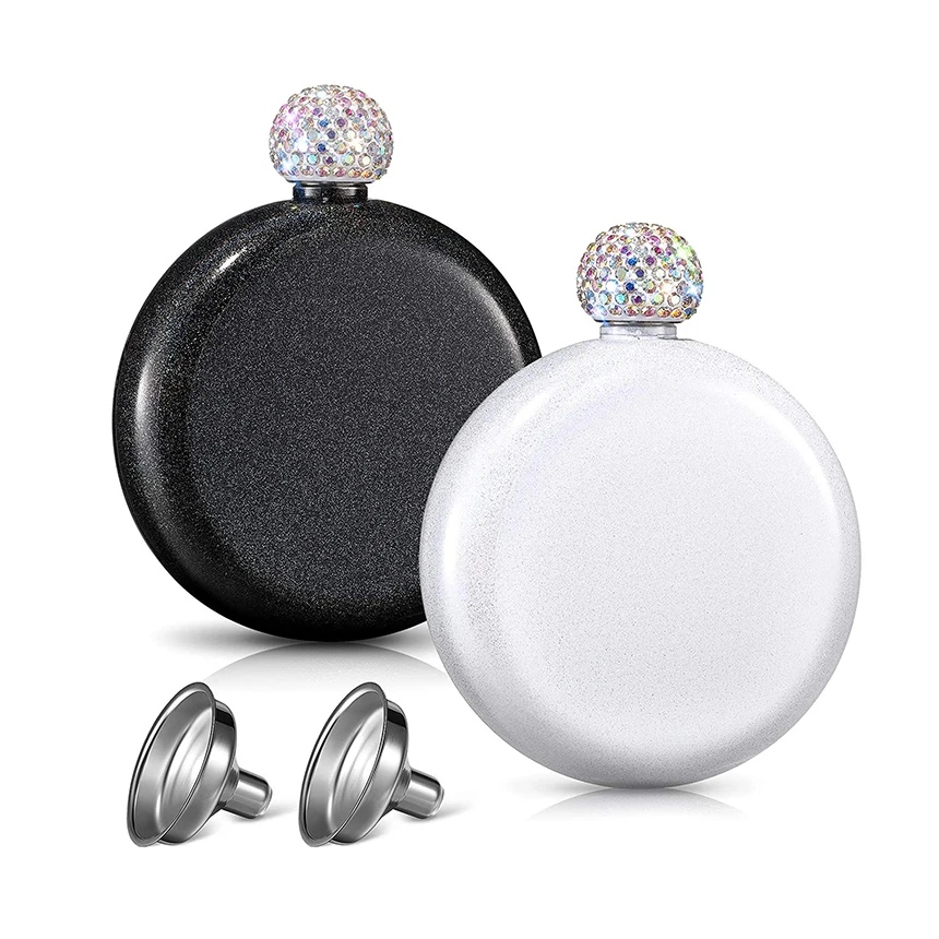 304 Stainless Steel Portable Round Silver Whisky Flagon Hip Flask Whiskey Wine Bottle Alcohol Flagon Box