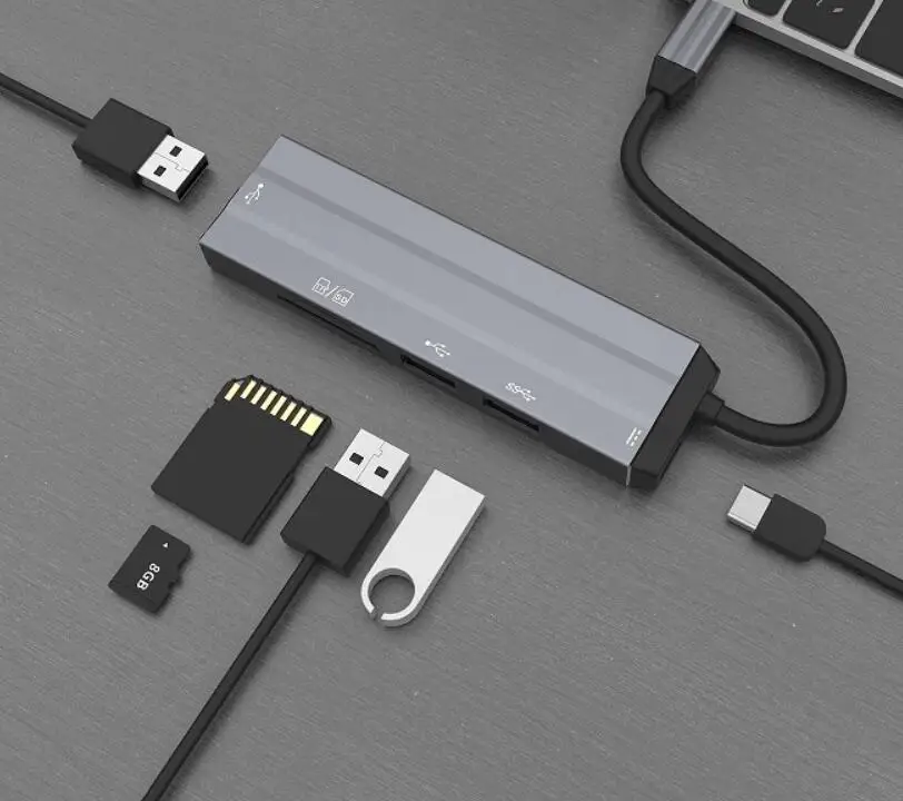  6 в 1 Многофункциональный usb-кабель для передачи данных Док-станция USB C концентратор с SD устройство считывания tf-карт 3 * USB-A PD зарядная станция Macbook Air iPad и Тип ноутбук ОС