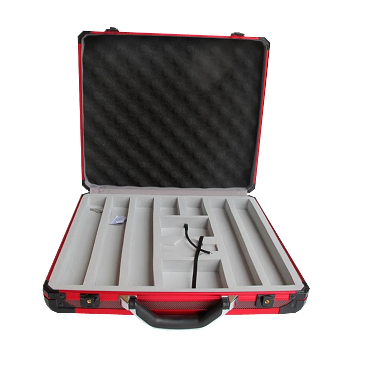 Custom red new pattern leather poker aluminum chip case