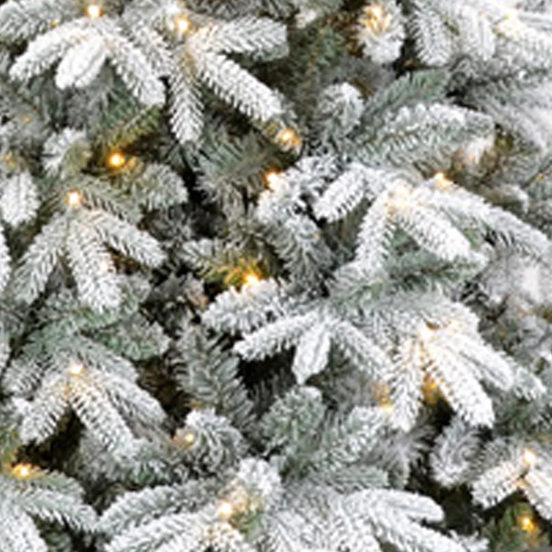 New Design Holiday Indoor Home 7ft PE PVC Flocked White Artificial Christmas Tree With Lights