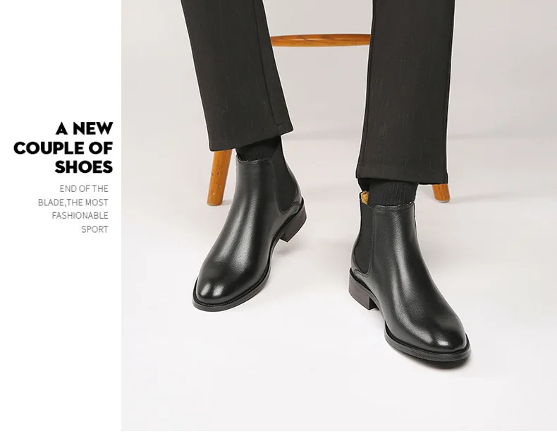 Men wedding suit clothing and shoes 2024 mens chelsea boots leather fashion comfortable evevator platform boots men
