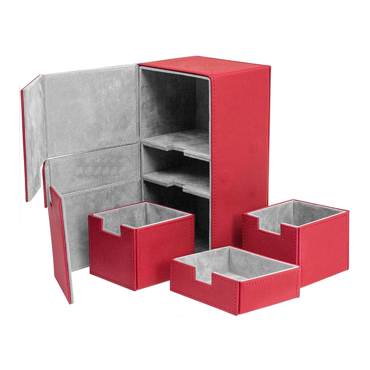 China supplier wholesale 100 Double-sleeved PU Leather Deck Card Box with Magnets