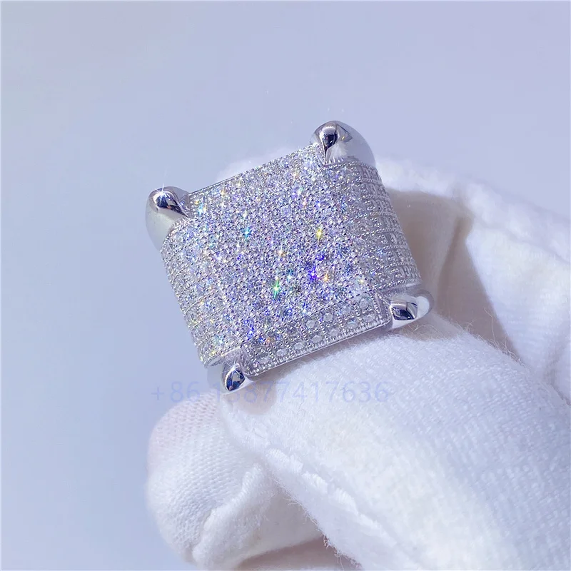  USA hot sale 925 sterling silver mens moissanite iced out lab created diamond