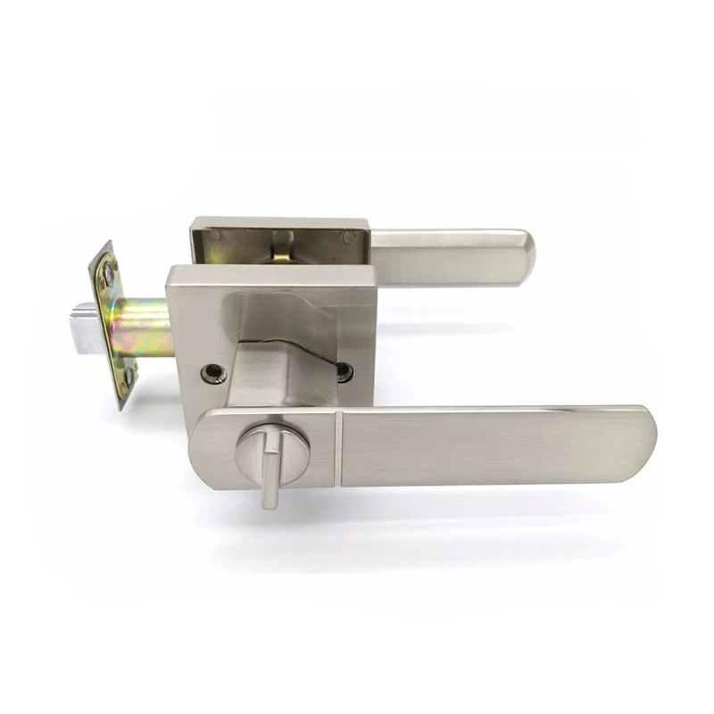 Quick release bathroom  function  zinc alloy leverset rosette door handle lock passage privacy bathroom door lever lock set