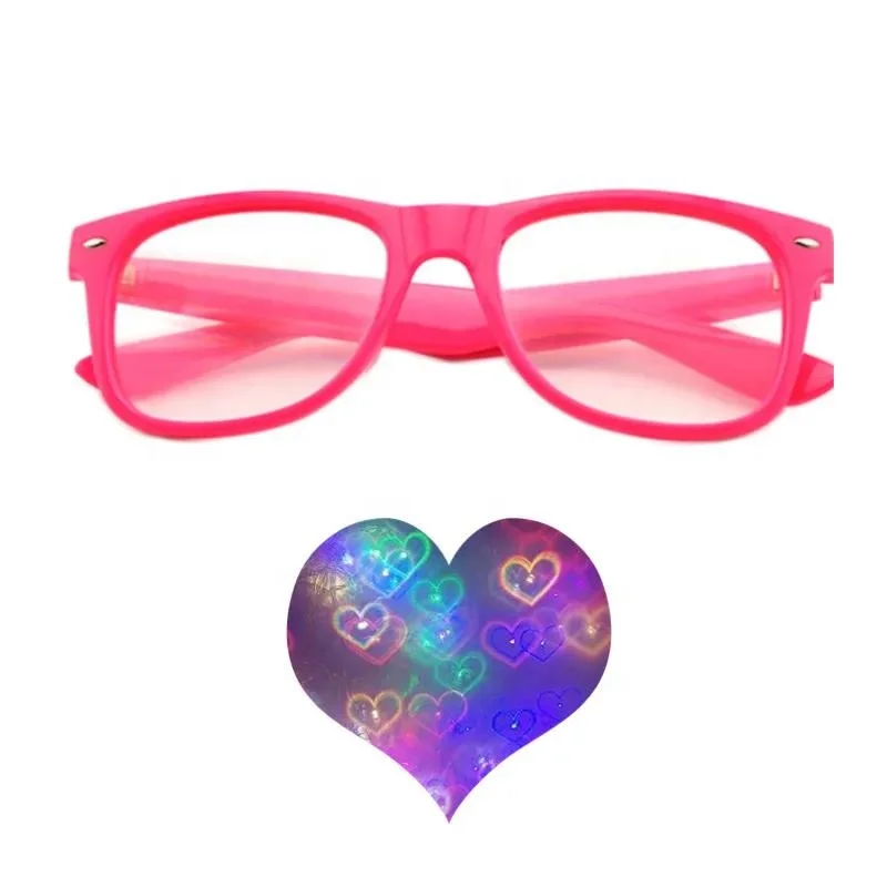 Plastic Heart Diffraction Glasses 3D Prism Rainbow Effect Rainbow eyewear - Great Edm, Concert, and Rave Accessory