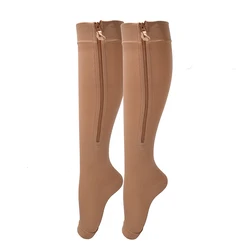 20-40 mmhg Open Toe Preventing Varicose Veins Socks Knee High Compression Shaper Zipper Compression Socks