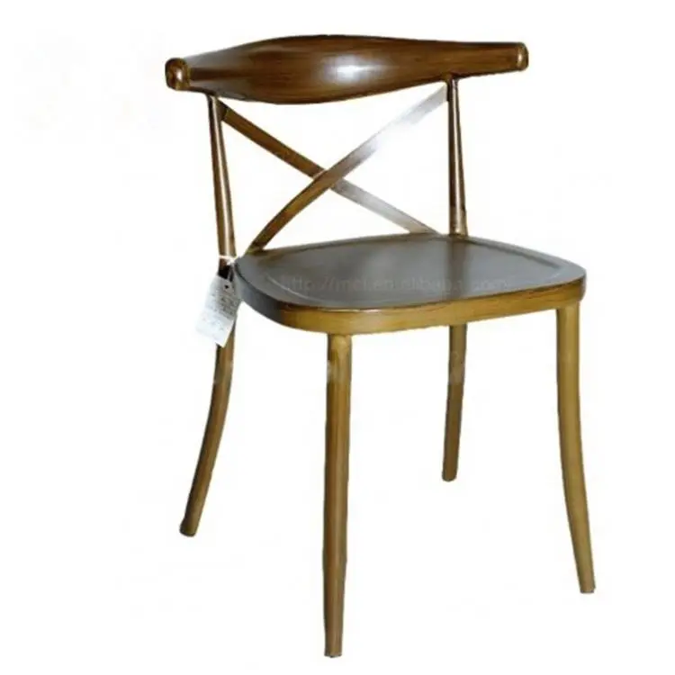 2022 MCI Colorful Metal Bent Wood Grain Antique X Cross Back Chair Restaurant Dining Bistro Chair on Sale