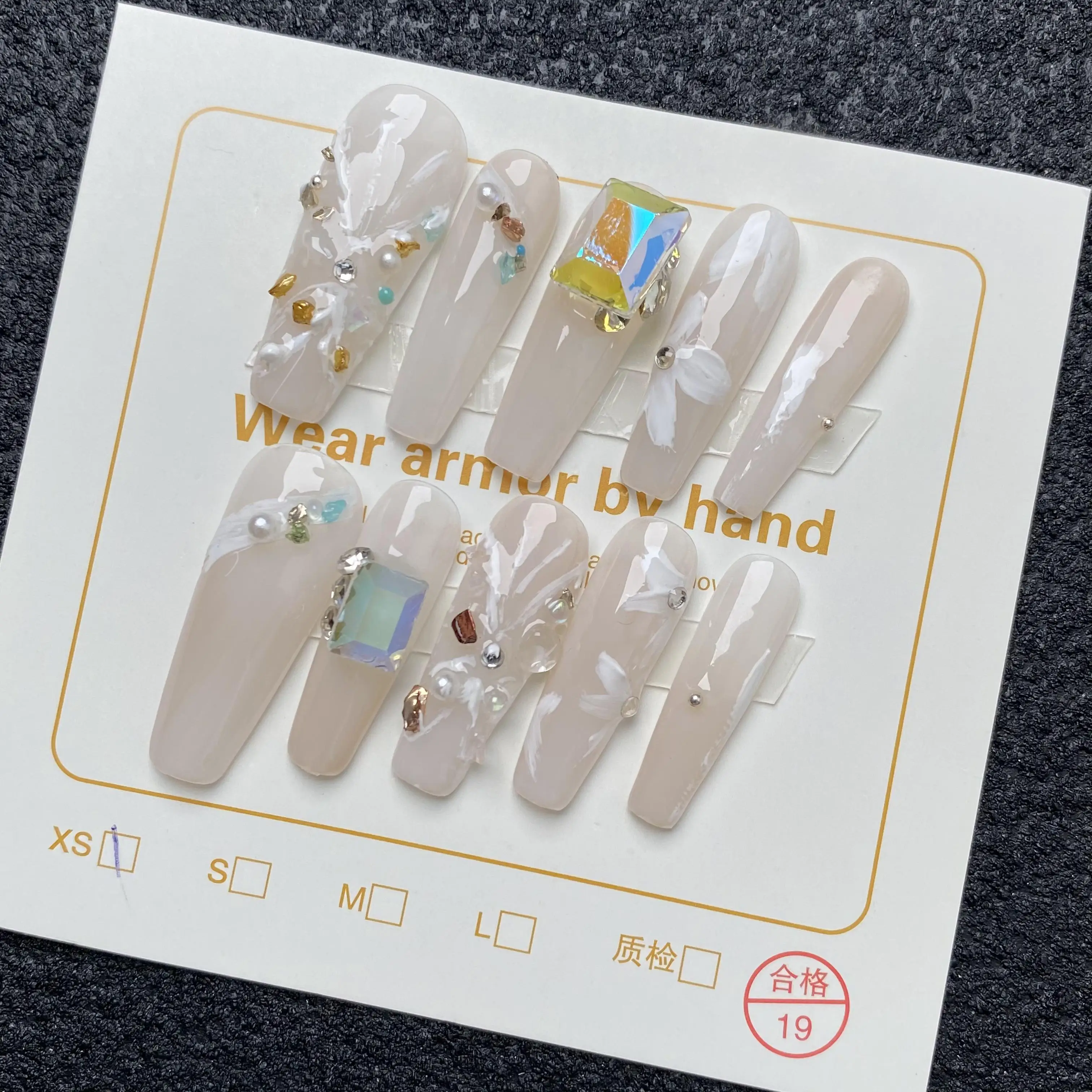 Best Selling Wholesale Hand-Painted Fashion Design Jewelry Inlaid High Quality Artificial Fingernails acrylic nails Fake Nails