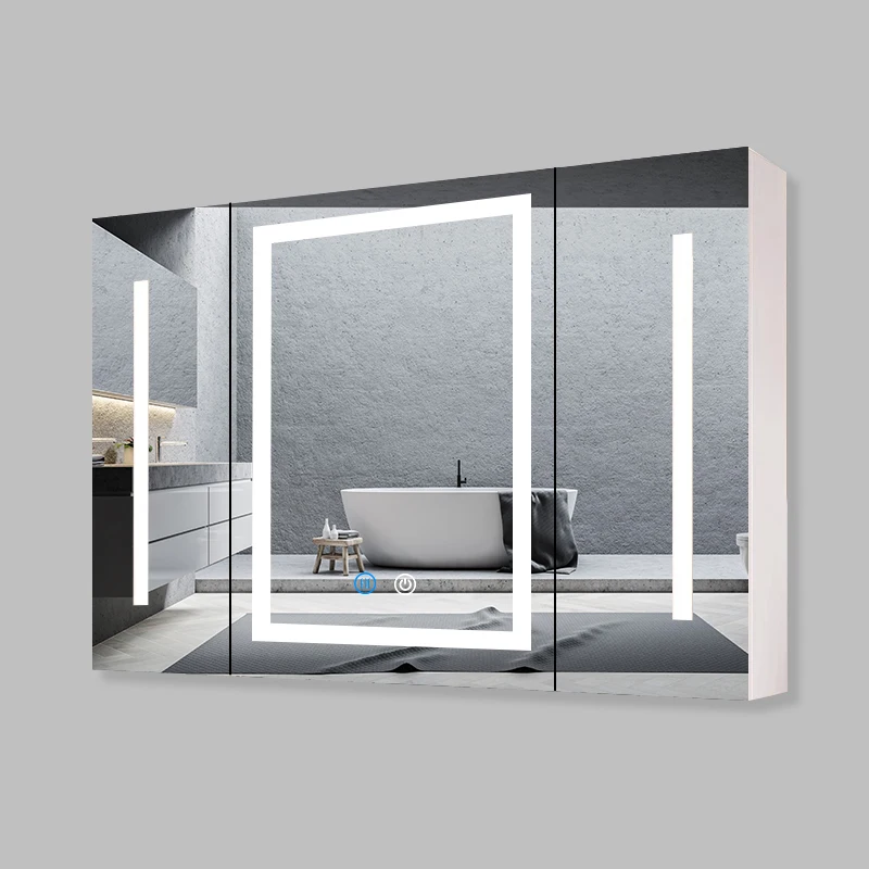 Fullkenlight Luxury Wall Mount Smart Led Bathroom Shower Cabinet Vanity Modern Style Bathroom Cabinets for Sale Rectangle CN;GUA