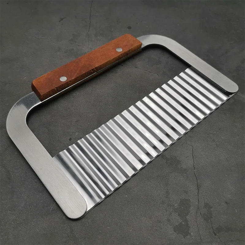 Household Items French Fry Cutter Potato Chip Slicer Onion Crinkle Blade Crinkle Cutter with Wave Shape Blade