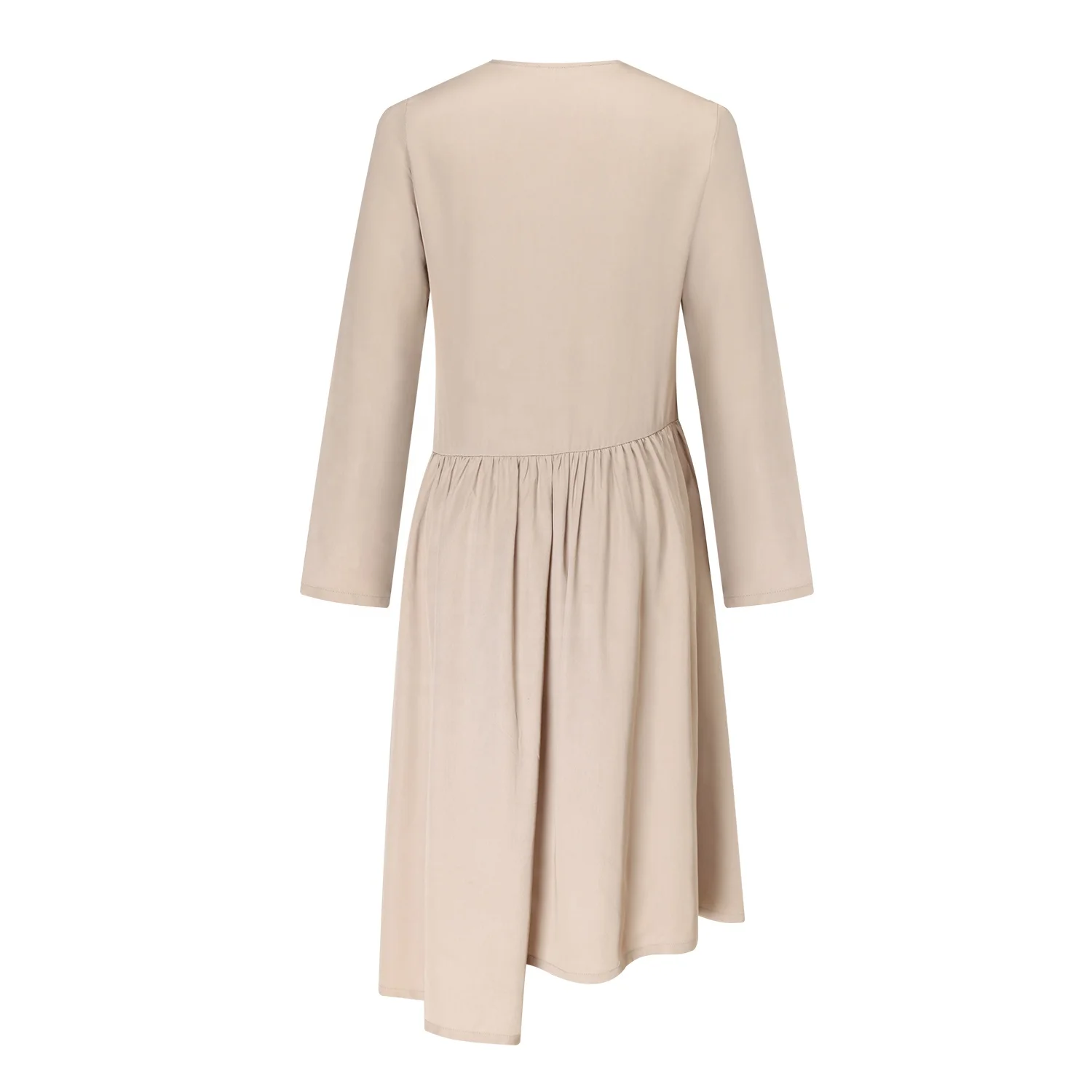 Cut and Sew Clothing Manufacturer Luxury Office Asymmetrical Plain Church Elegant Beautiful Zipper Dresses for Women 2024