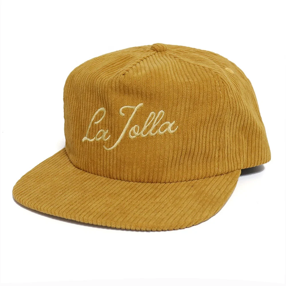 wholesale High Quality yellow Unstructured Dad Hat,custom Embroidered Logo corduroy Sport Hats