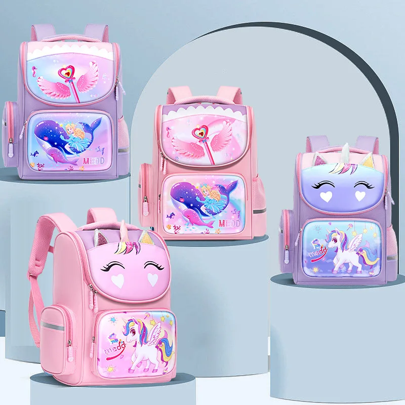 Waterproof function school bag cartoon cute unicorn kids school bag large capacity backpack for primary school students