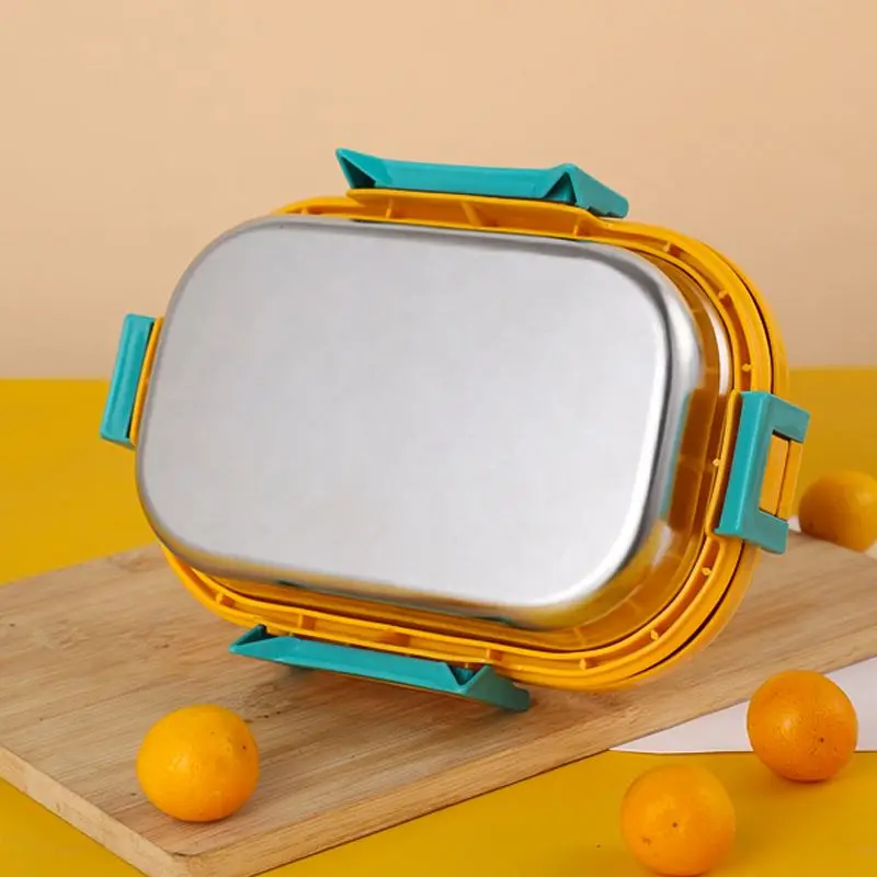 Double Layer Stainless Steel Bento Lunch Box for Kids Eco Friendly Portion Snack Food Containers With Handle