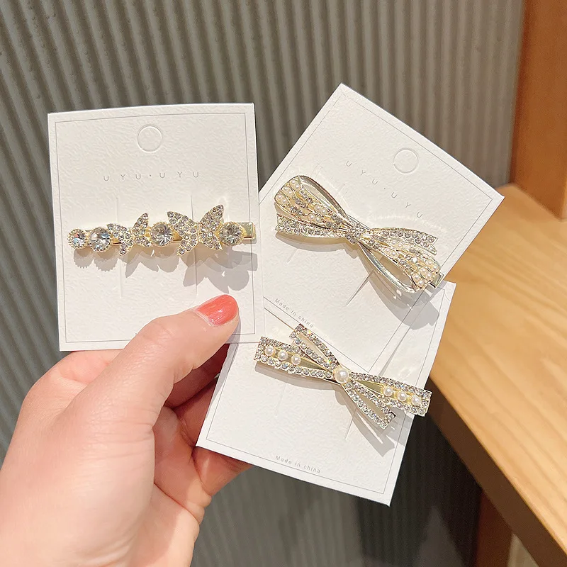 2024 New Arrival Hair Accessories Jewelry Hair Clips With Rhinestones Women Pearl Clips Hair Pins