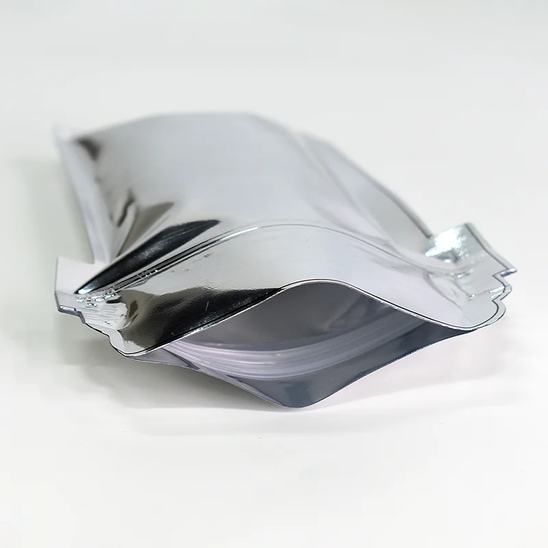 Die Cut Customize Printed Edible Recycled Sachet Polymailer Bag Transparent Small Zipper Blend Silver Plain Food