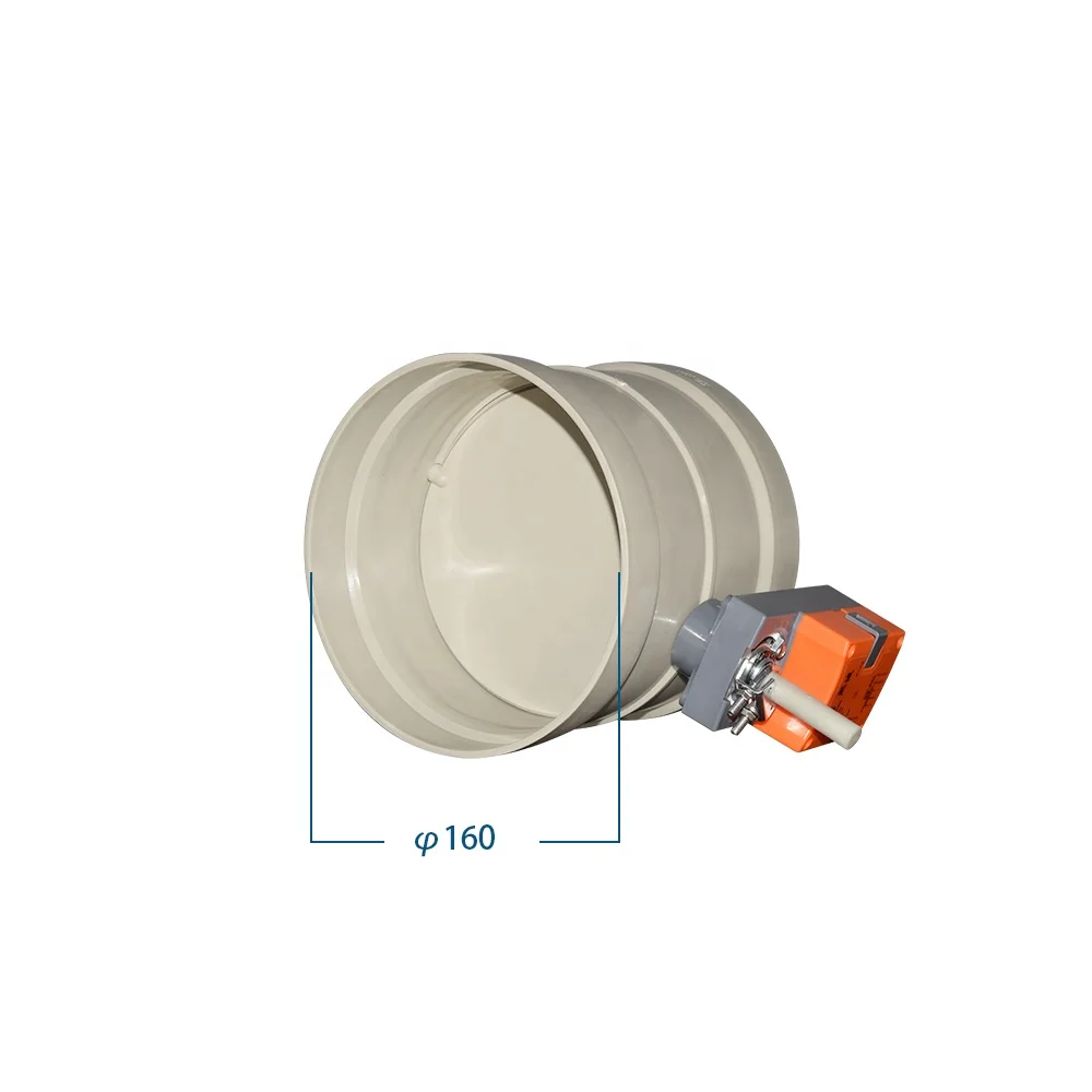 Plastic pp  motorized valve for air flow control, valve with damper actuator ventilation controller DN90mm DN110mm