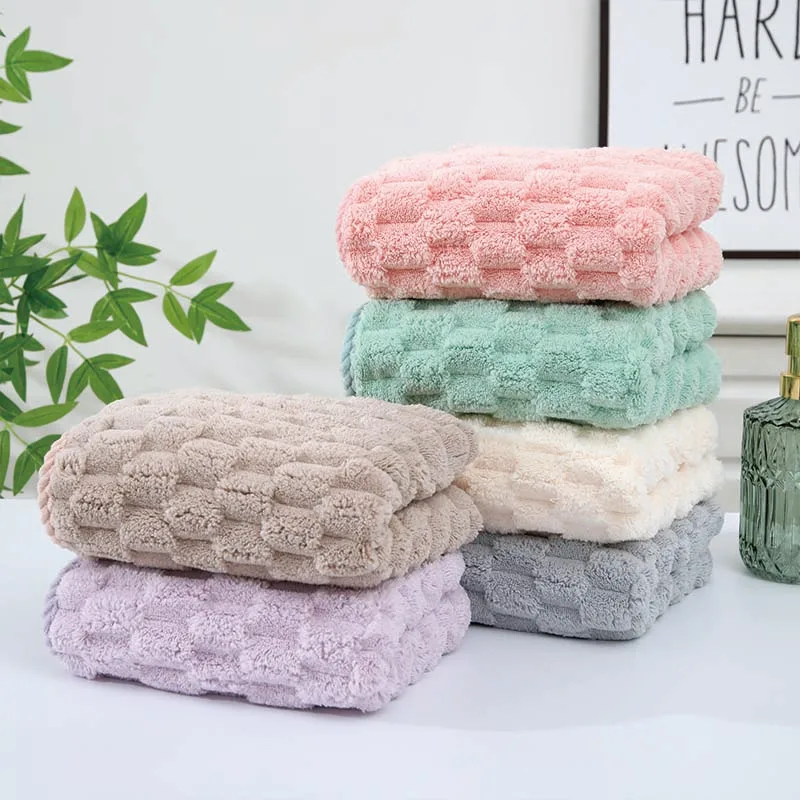 Luxury 100% Coral Fleece Bath Towel Sets Spa Hotel Face Towel Custom Logo Solid Color Towel Set