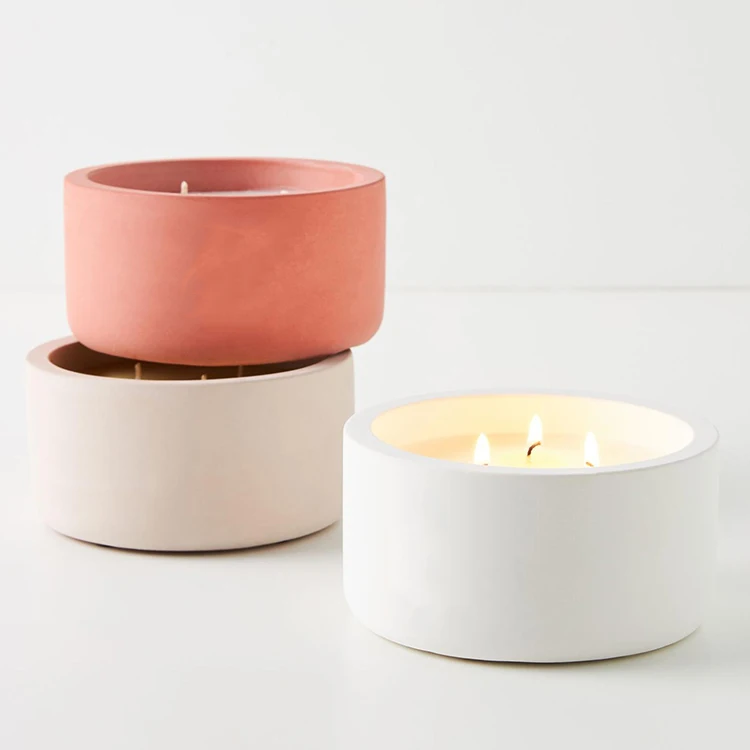  New Design Round Bottom16oz 480ml Light Grey Large Empty Cement Concrete Candle Container Jar with