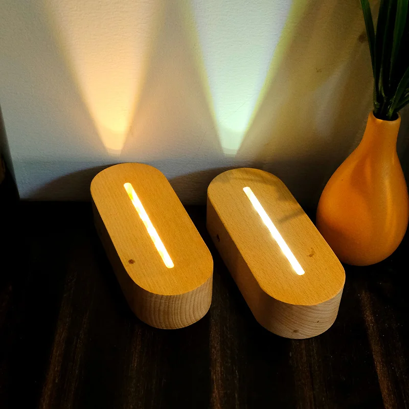 Xianfa Factory Wholesale Wood Led Night Light Base Wooden 3d Led Lamp Base For 3d Illusion Night Light USB Wooden Base