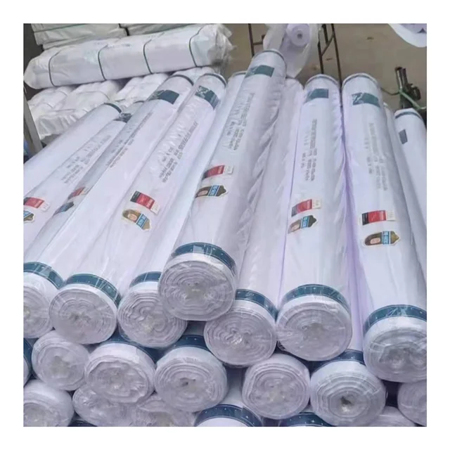 Wholesale plain white poplin fabric 65 polyester 35 cotton tc 65/35 45*45 133*72 poplin fabrics for shirts