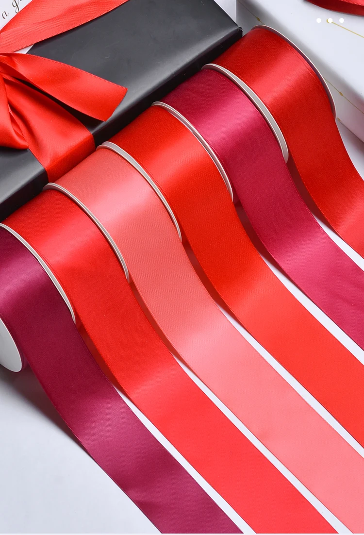 100% Polyester Red Gift Box Satin Ribbon