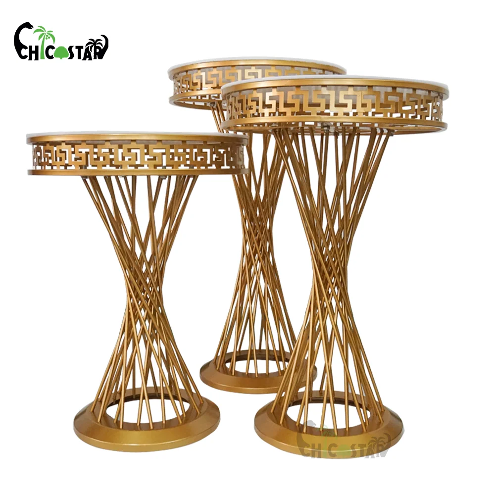 High quality luxury artificial cake stand round pillar set for dessert table metal stand wedding decorations
