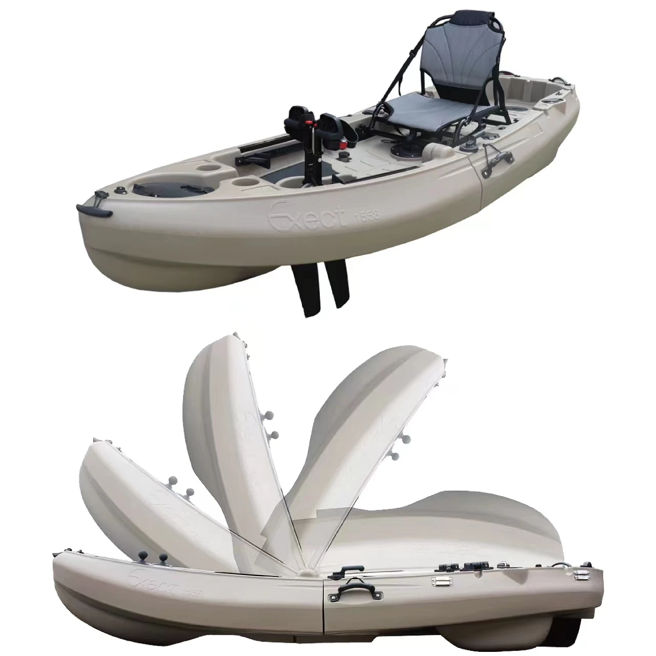 2023 new rotomolded folded fishing pedal kayak with fin drive