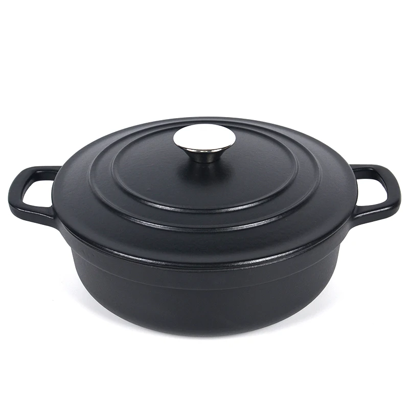 Enamel Cast Iron Casserole Covered Dutch Oven Set with Pan 4 in 1