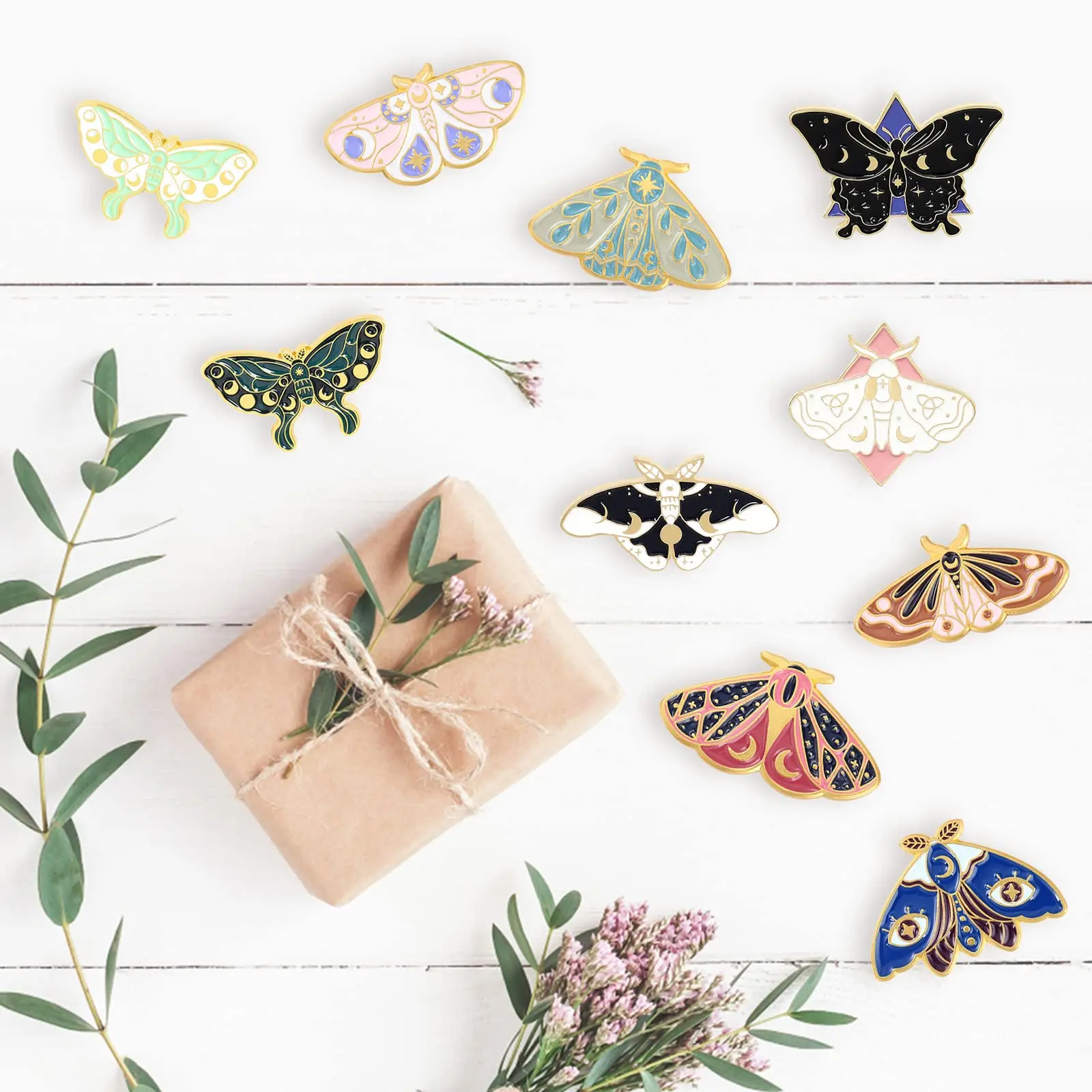 10Pcs Butterfly Enamel Lapel Pin Colorful Insect Badge Brooch Animal Pin Set for Clothing Accessories Cufflinks & Pins & Buttons