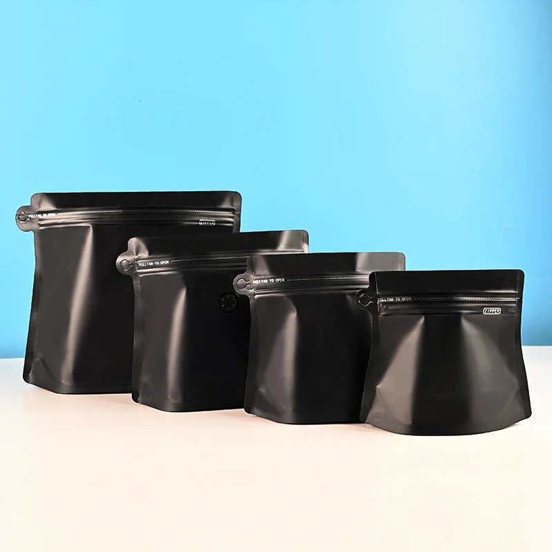 Matte black 250g doy pack bags coffee bolsas de cafe con vlvula y zip lock