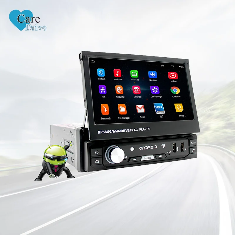 CareDrive Car Mp3 Mp5 Player Sing 1 Din 7 Inch Retractable Screen With Rear Camera Car Radio Dvd Player