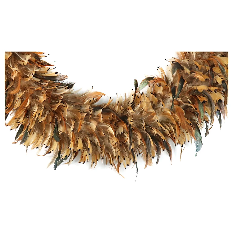 Wholesale Rock Rooster Pheasant Feather Jewelry Accessories Headdress Black And White Rattan Christmas Wreath
