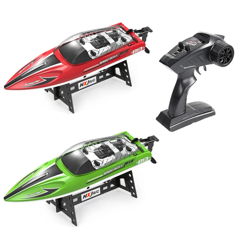 QS Hot Selling Kids 25km/h R/C Speedboat High Frequency Remote Control System Multi Function Waterproof Ship Toys With Light