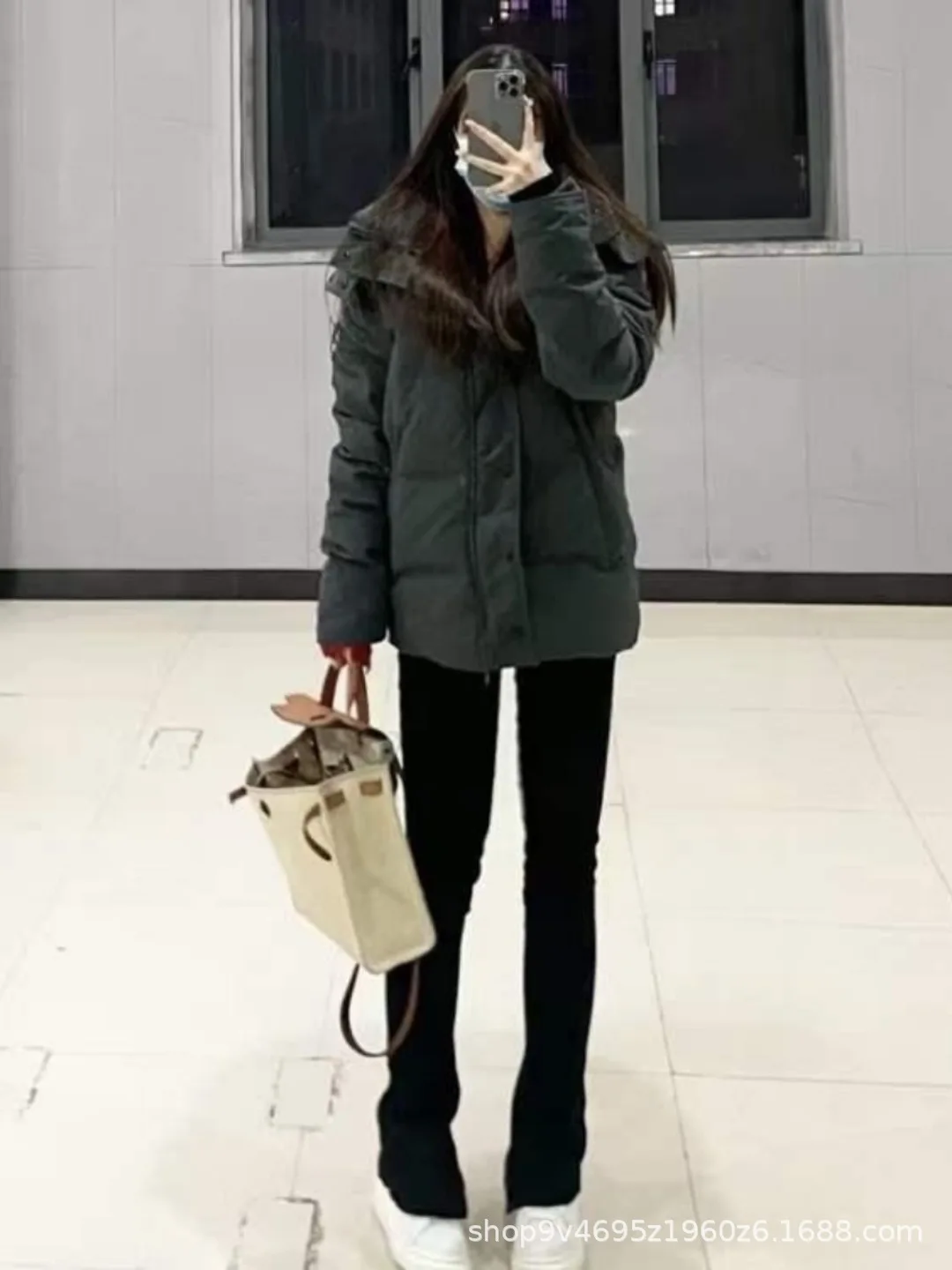 Оригинальное качество пуховик в гусином стиле зимний теплый пушистый длинный капюшон с бисерным принтом толстый канадский волчий волос повседневный джинсовый