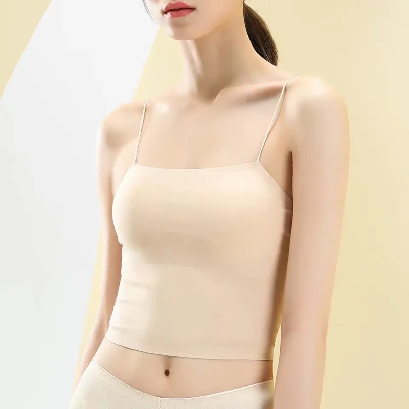 
New style Asia hot selling women low arc neckline underwear one piece seamless bra tube top camisole 