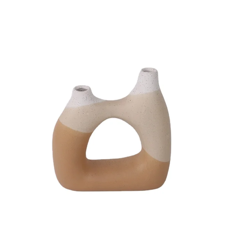 K&B custom antique hollow abstract design stone bud ceramic & porcelain vases for flowers home decor