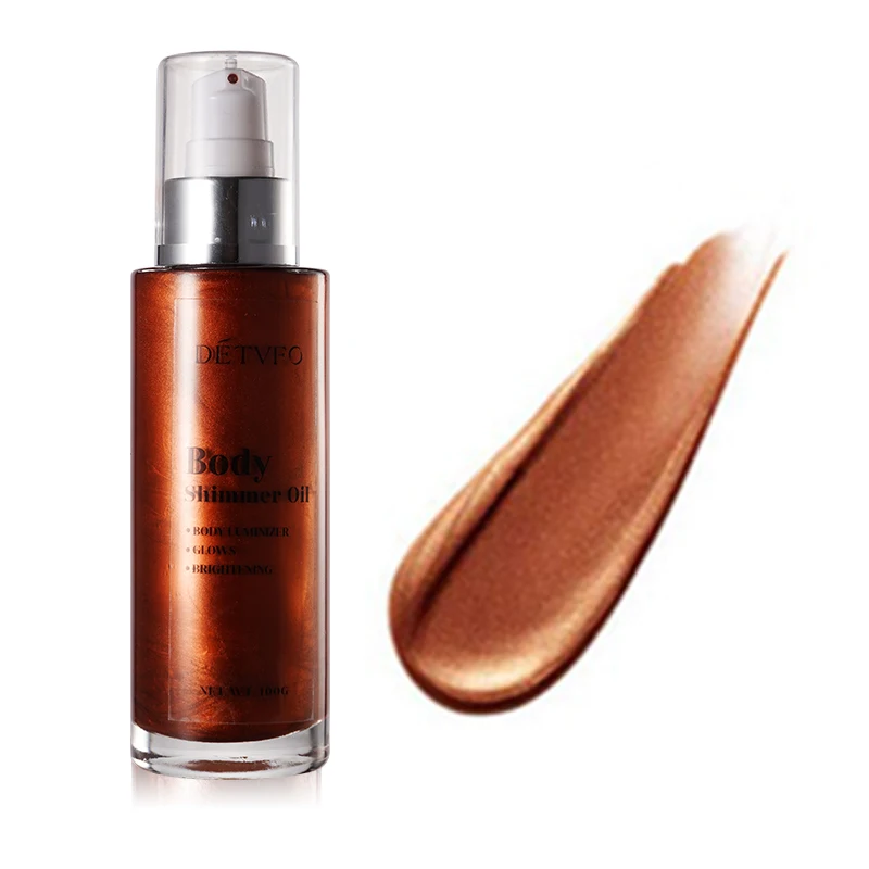 Tanning Shimmer Gold Moisturizing Gel Logo Shiny Oil Highlighter Makeup Glow Liquid Waterproof Gel Face Body Glitter