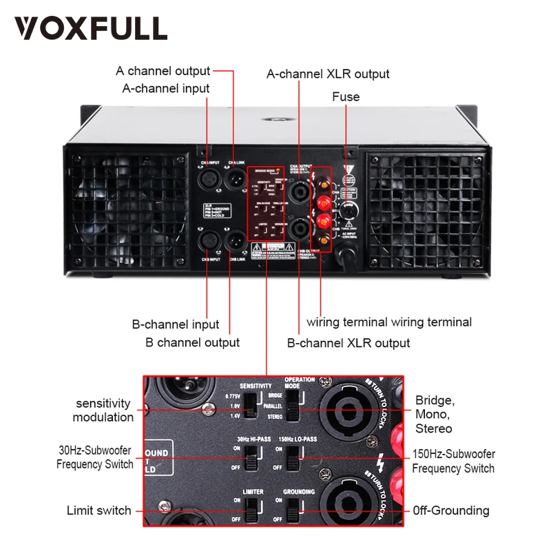 Voxfull CA18 Amplifier Design Special Cooling System Power Amplier Public power amplifier professional