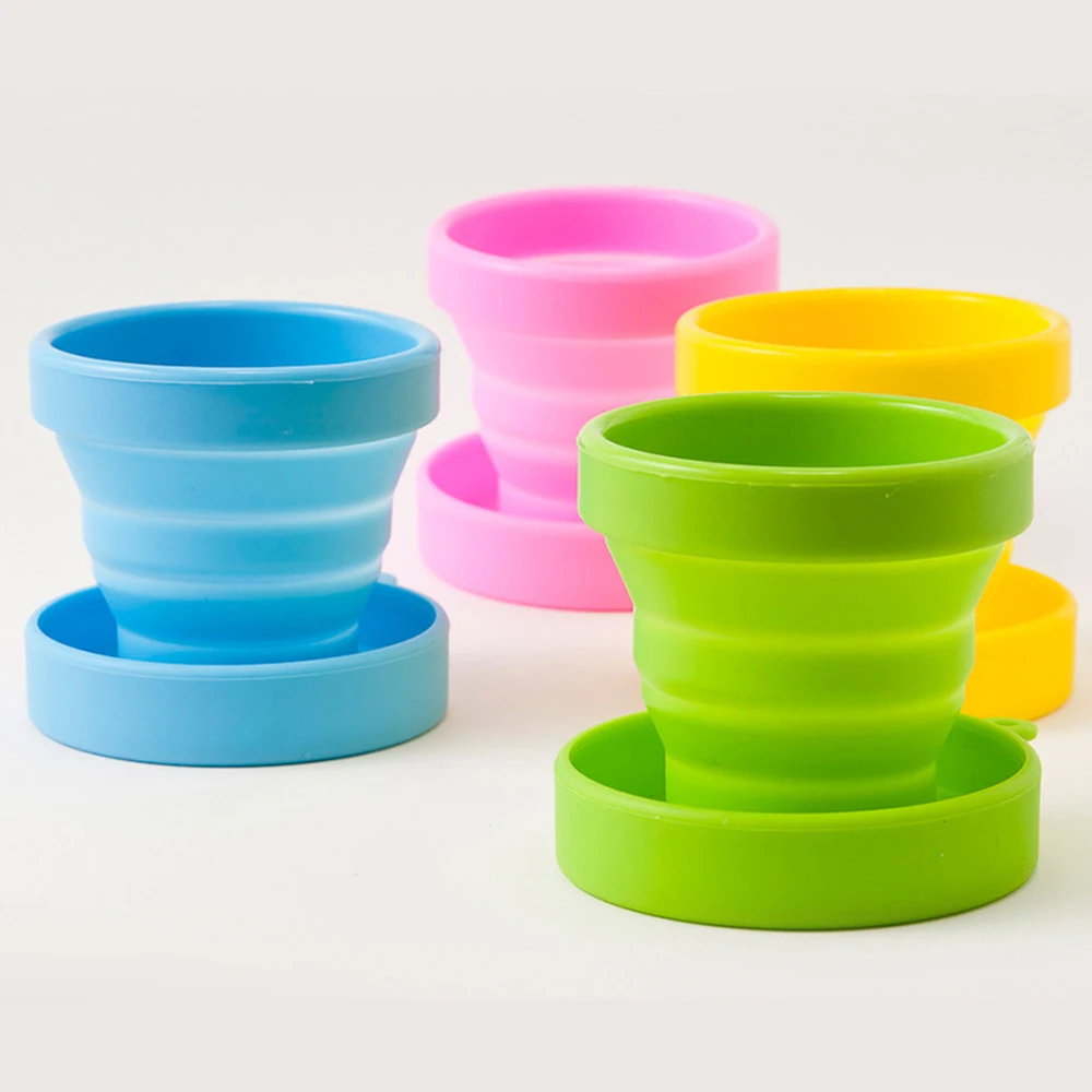 Portable Solid Color Silicone Water Cups Folding Gargle Cup for Outdoor Drinkware Tools Teacup Coffee Cups Travel Accessories
