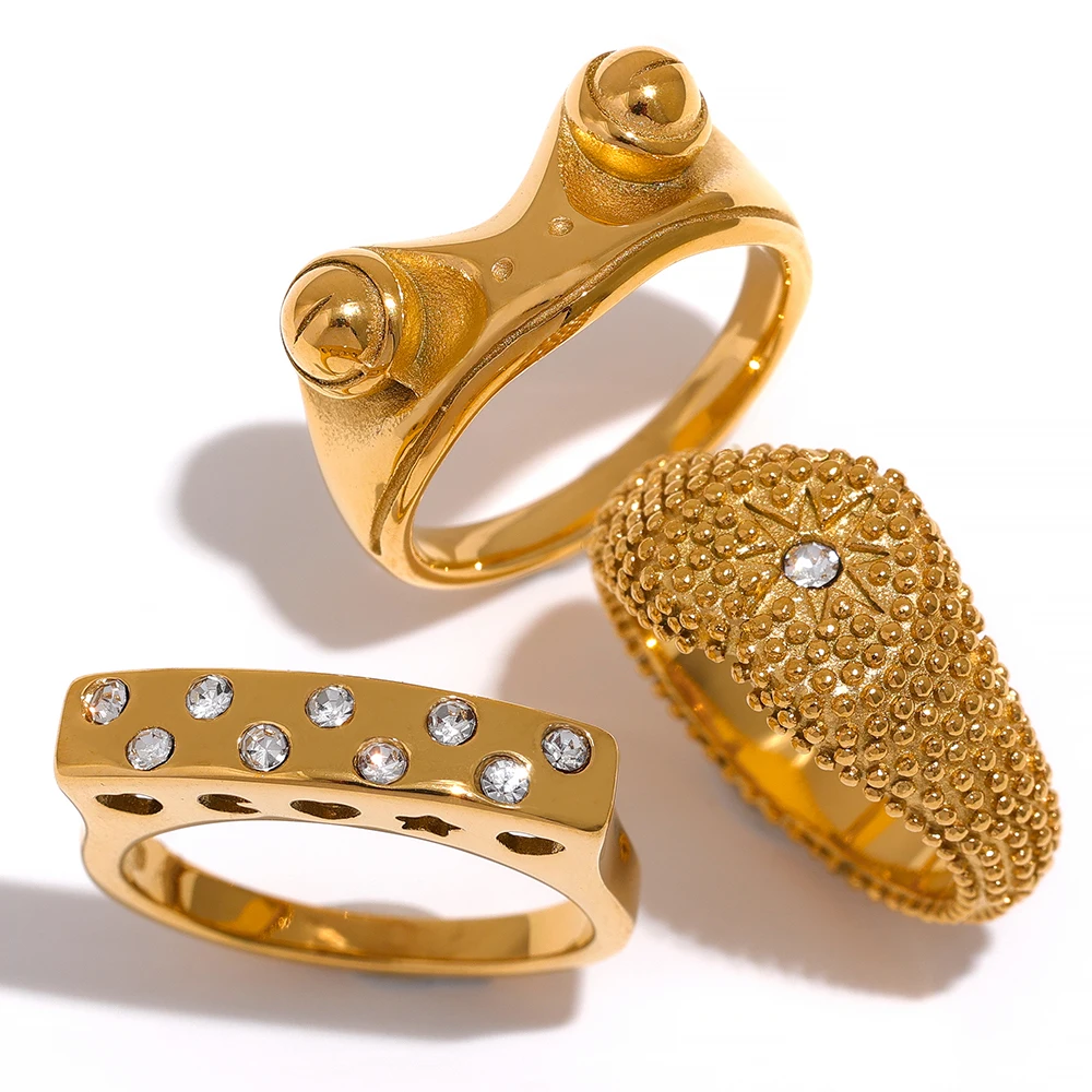 JINYOU персонализированное животное 18k позолоченные Водонепроницаемые Кольца из нержавеющей стали лягушка геометрическое сердце кольцо для женщин