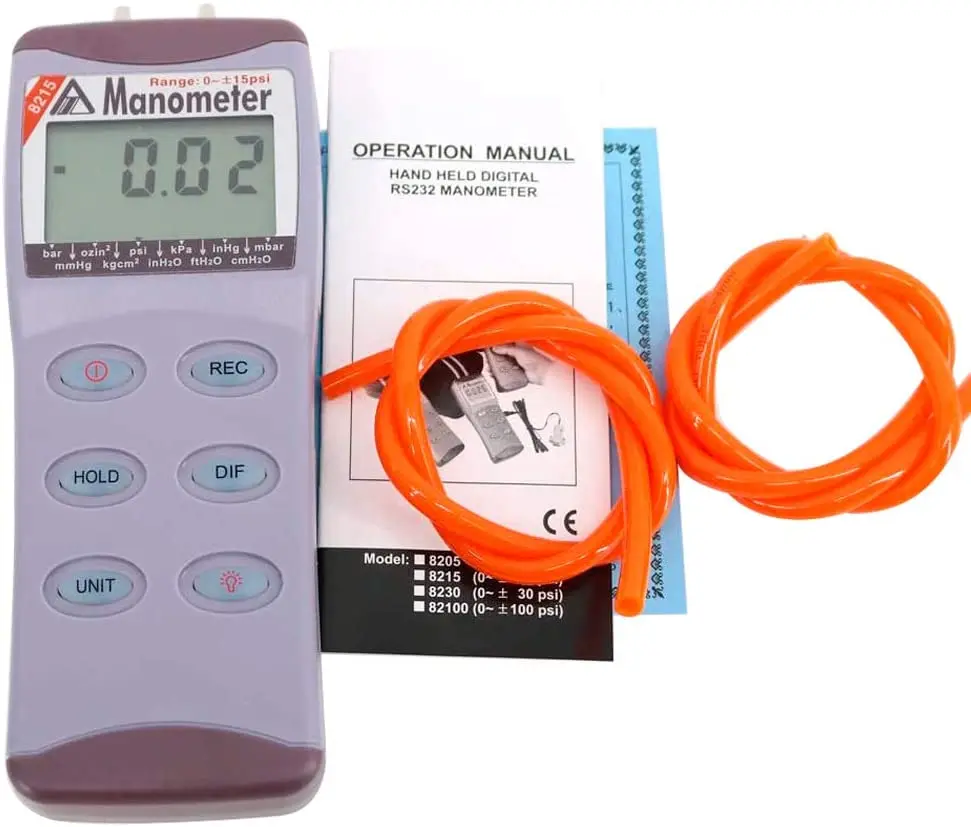 AZ8215 Digital Portable Differential Pressure Gauge Precision Electronic Vacuum Meter Tester Pressure Testing Equipment