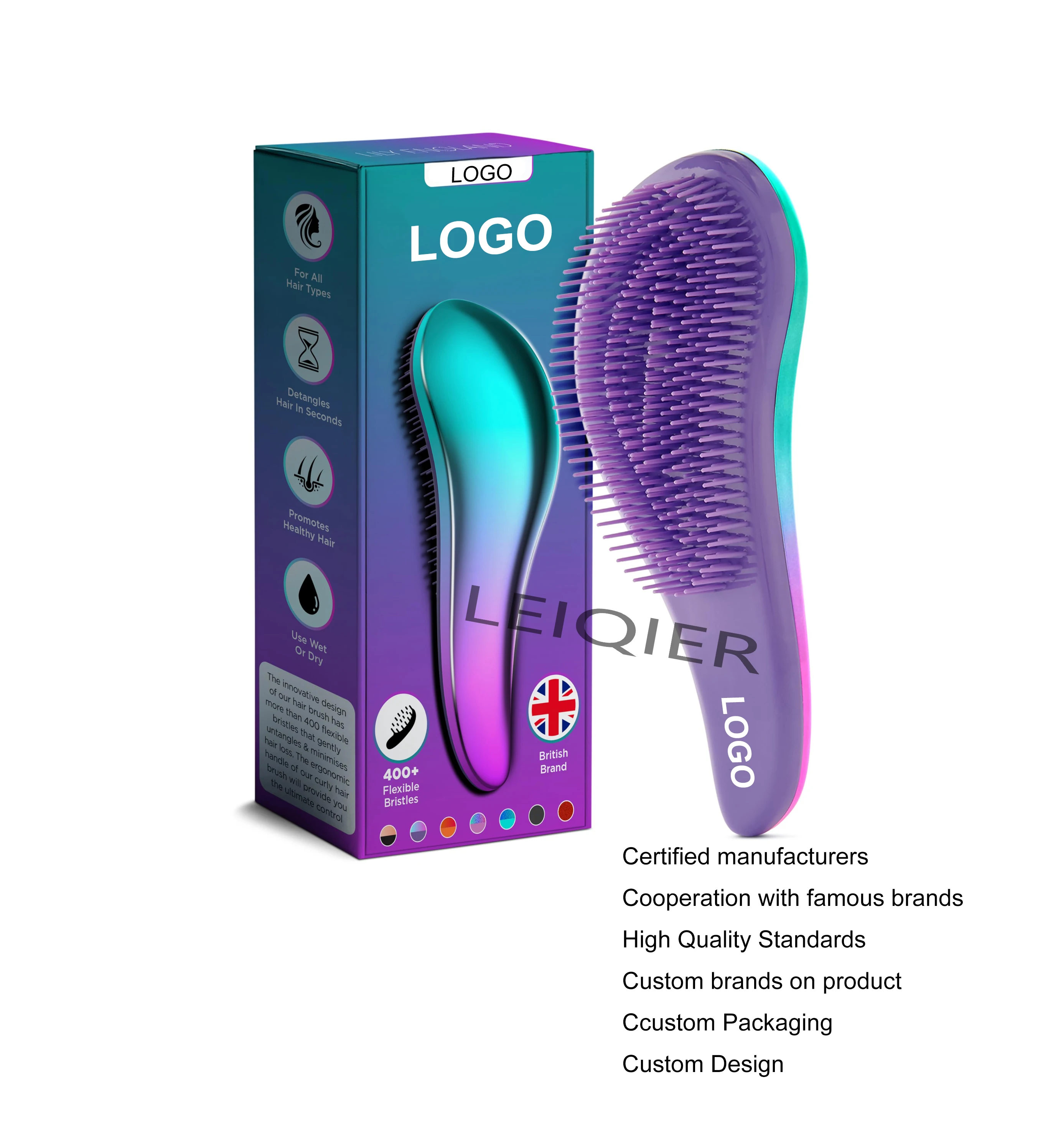 Щетка Detangler для влажных и сухих кудрявых прямых натуральных волос