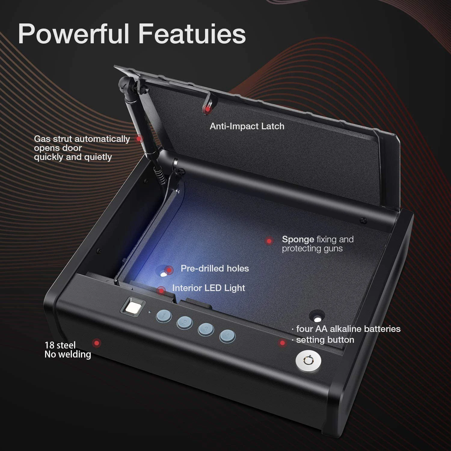 Real Metal Steel Safety Safe Guns Box Fingerprint Key Fireproof Electronic Digital Safe Box
