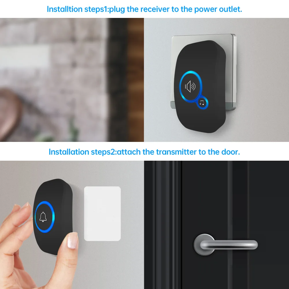 New 150M Long Distance Wireless Doorbell  UK US EU Plug Smart Doorbell For Home
