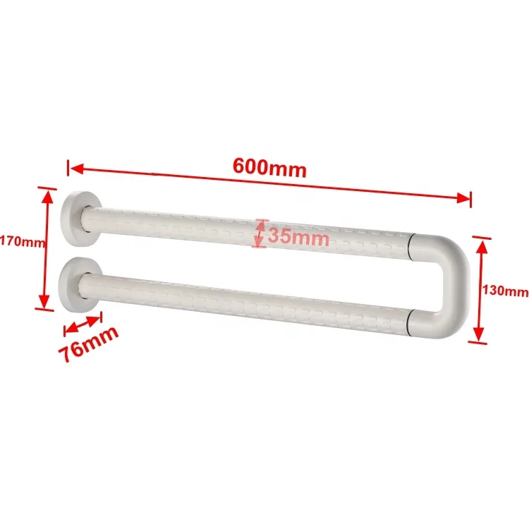 Anti-slip White ABS Coating Stainless Steel Wall Mounted Shower Safety Rail Bathroom Toilet Grab Bar for Hospital  School