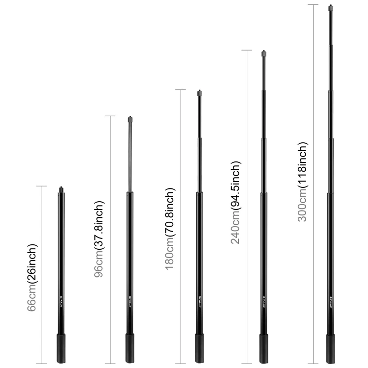 LATEST PULUZ 3m Metal Selfie Stick Self Monopod Grip for Insta360 One RS / X2 / X3
