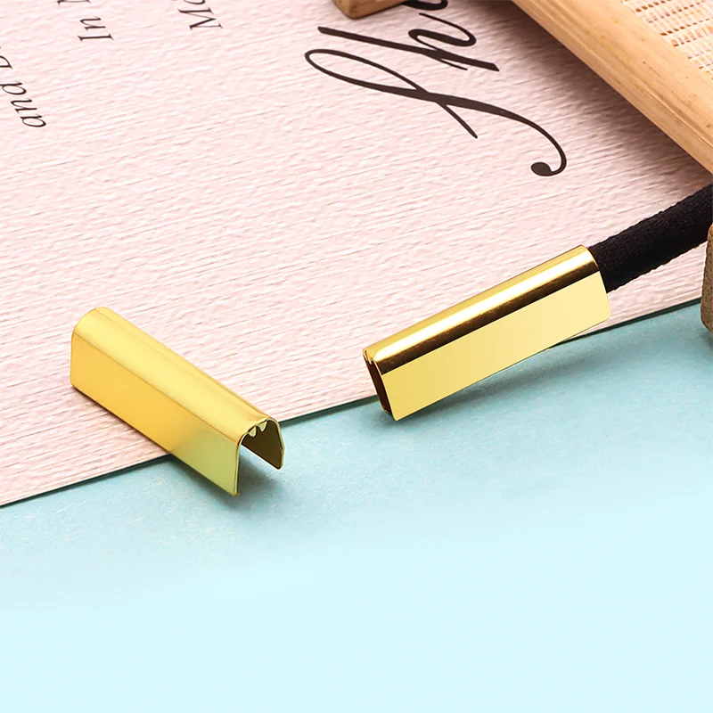 Custom Logo Metal Crimp for Flat Laces Lanyard Clip Cord End Tip aglets Metal Cord Ending Clips