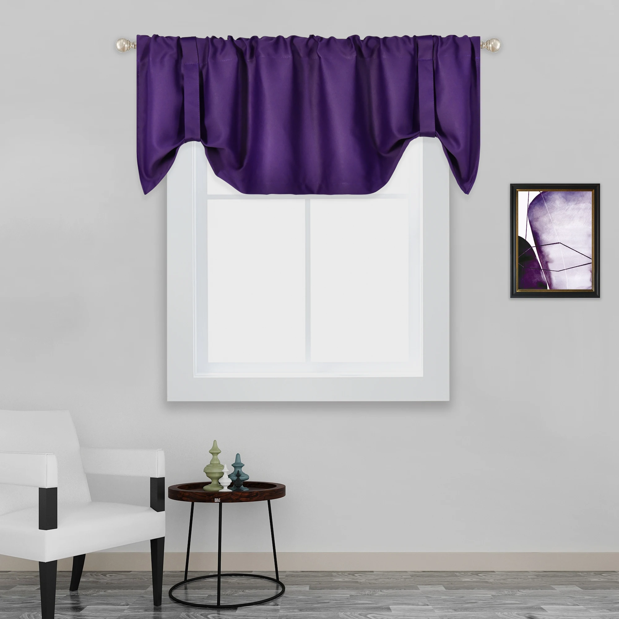 52x18 Inch Purple Blackout Valance 100% Polyester Tie Up Style Valance 1PC/Package