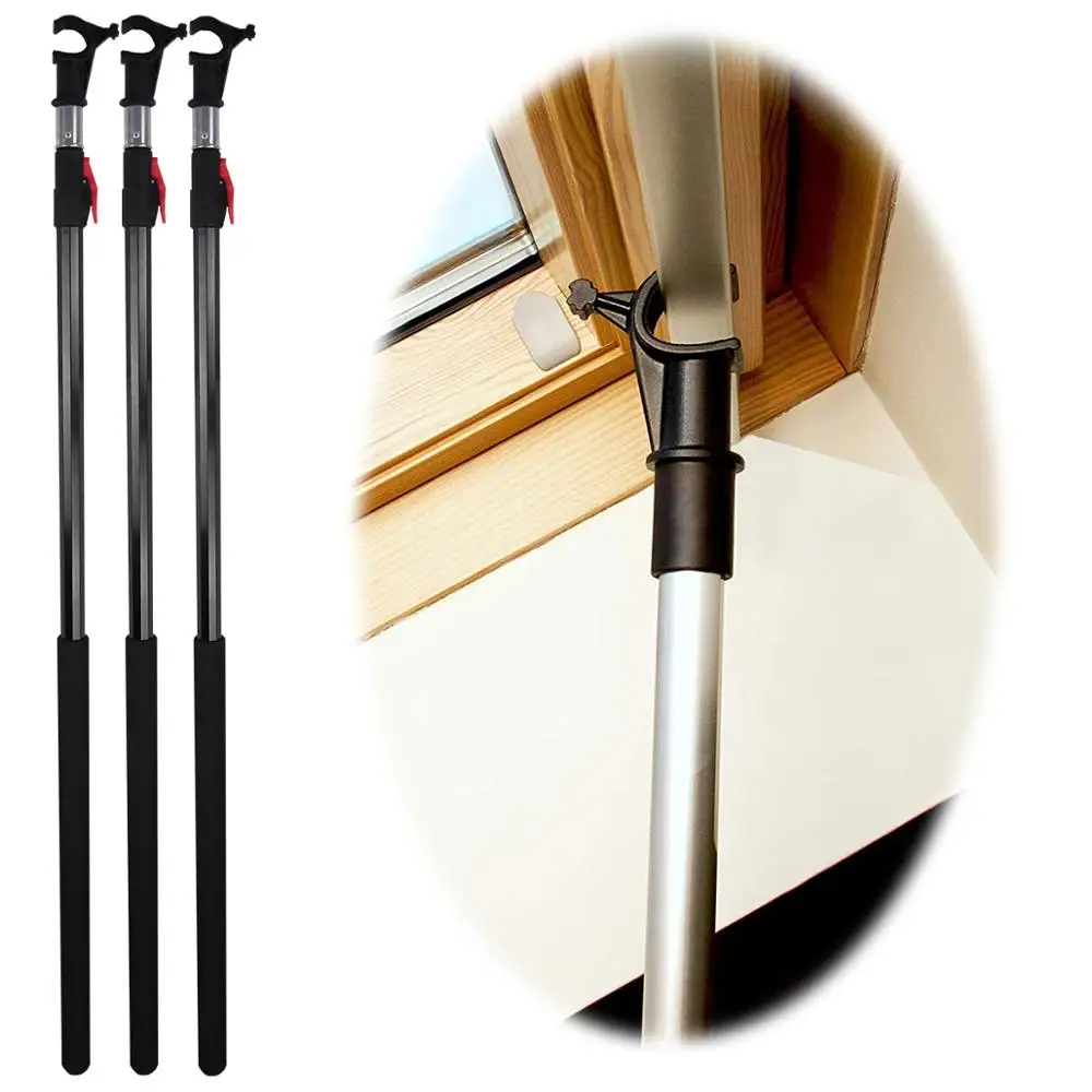 Extentool telescopic window opening pole rod skylight hook with 2 meters extension spring button locking poles
